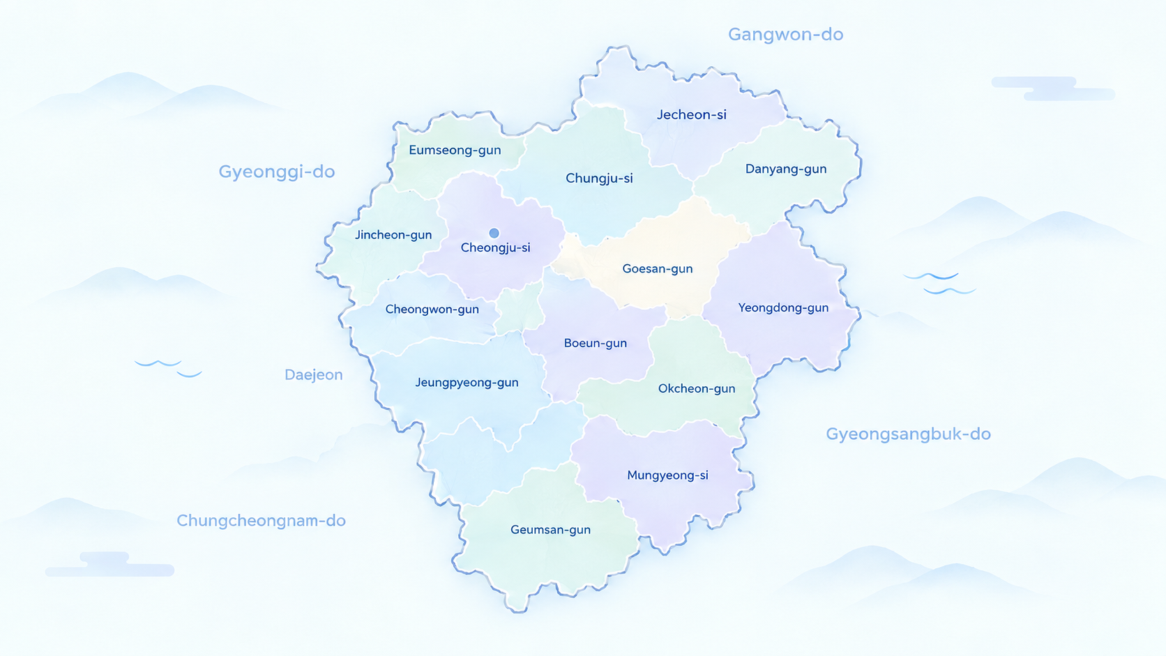 Illustrated orientation map of Chungcheongbuk-do