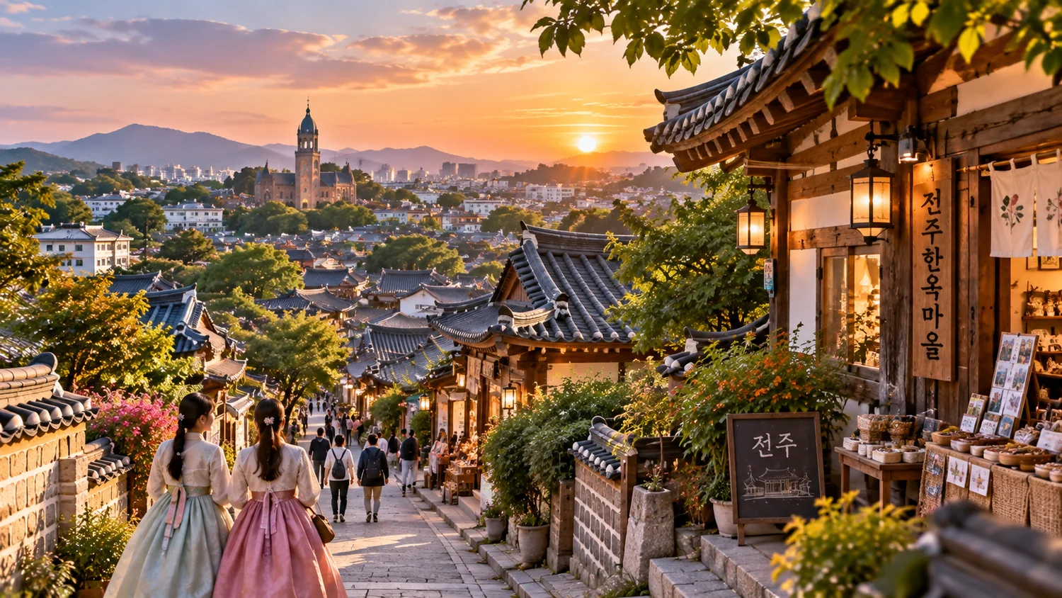 Traditional city scenery in Jeonju, South Korea