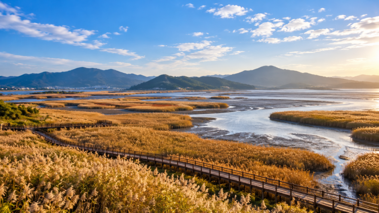 Suncheonman Bay Wetland reed fields in Suncheon, South Korea