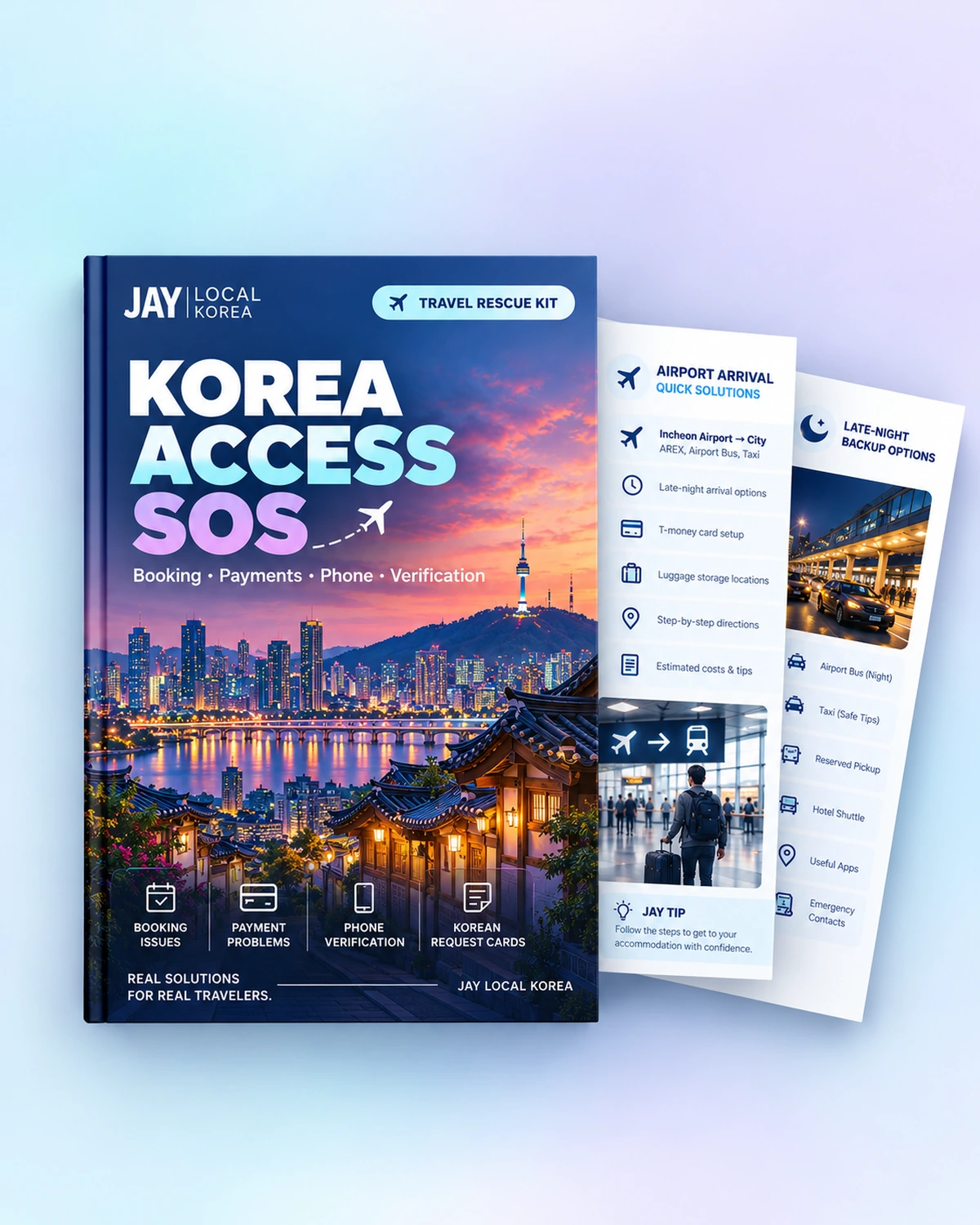 JAY Korea Access SOS guide cover and sample rescue pages
