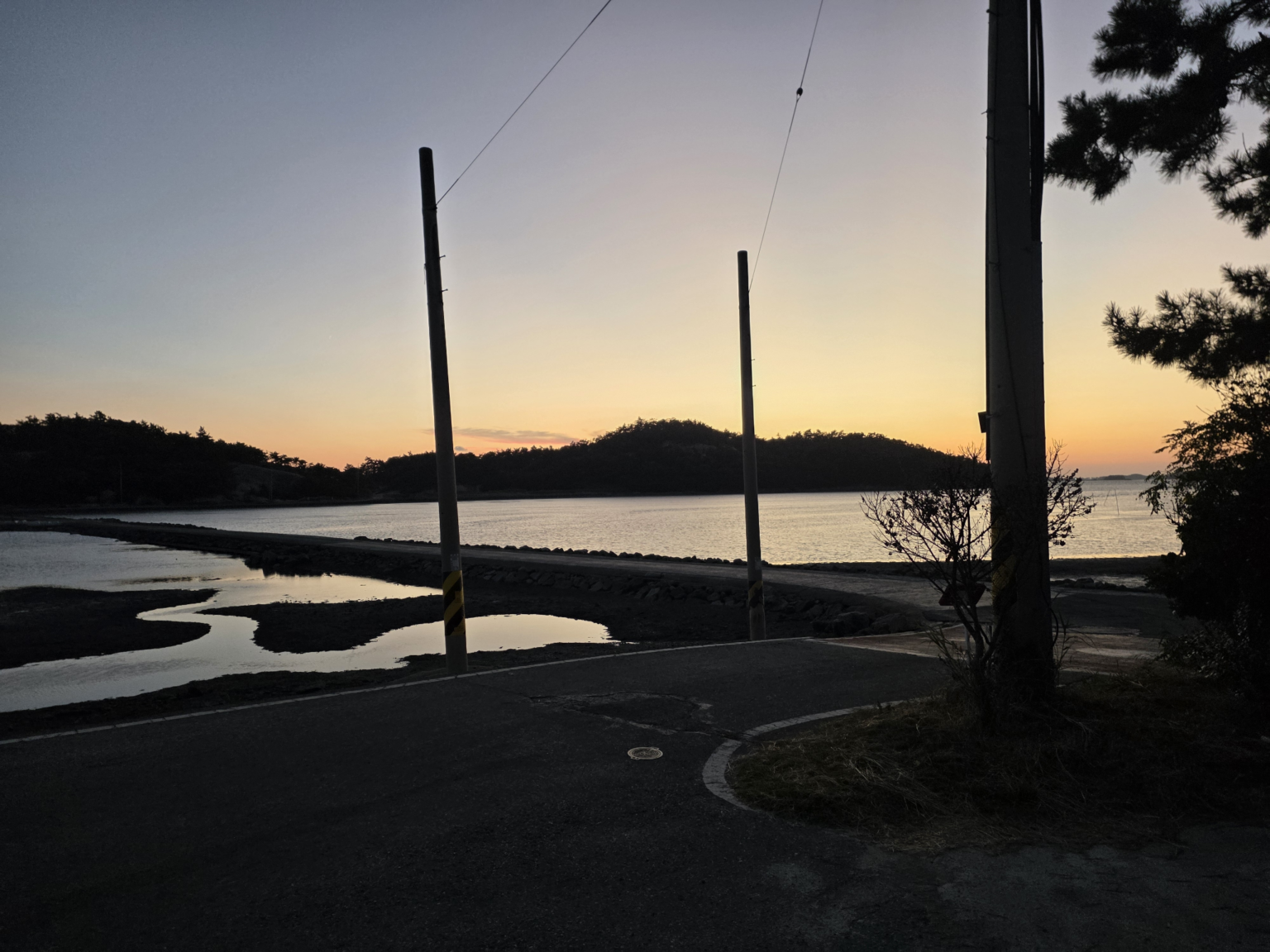 Quiet island road at sunset on Soakdo in Shinan